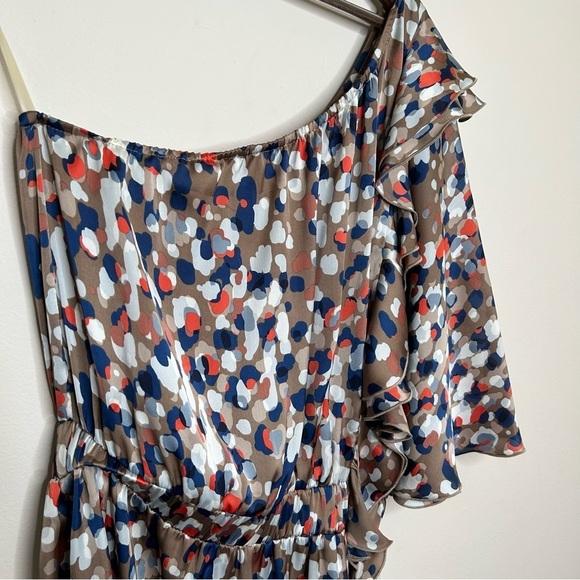 Uncle Frank One Shoulder Lightweight Cinch Waist Dress Abstract Print Medium - Picture 3 of 9